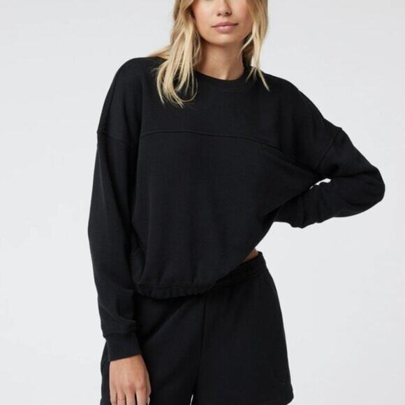 Vuori Tops - Vuori Sedona Sport Crew Cropped Terry Sweatshirt Women's XS Black Elastic Hem